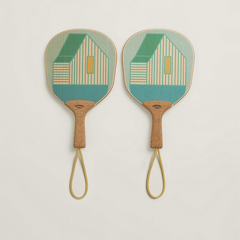 Les Cabanes set of 2 beach rackets - Green | Hermès USA